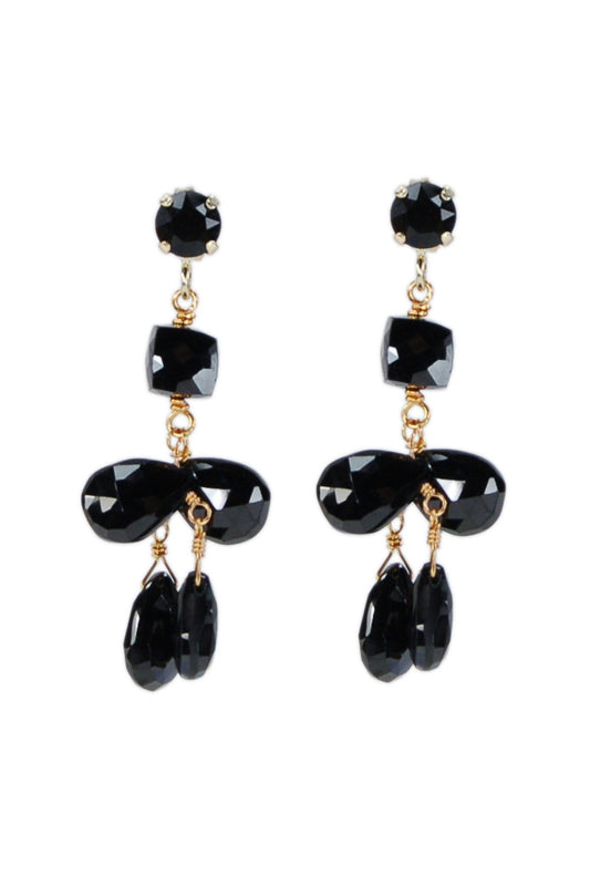 DAISY DROPS MEDIUM SPINEL BLACK EARRINGS