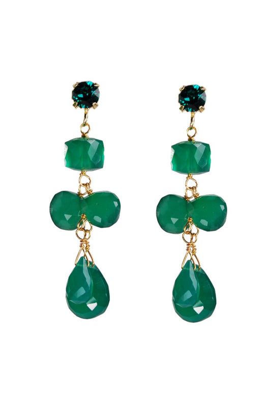 DAISY DROPS MEDIUM ONYX GREEN EARRINGS